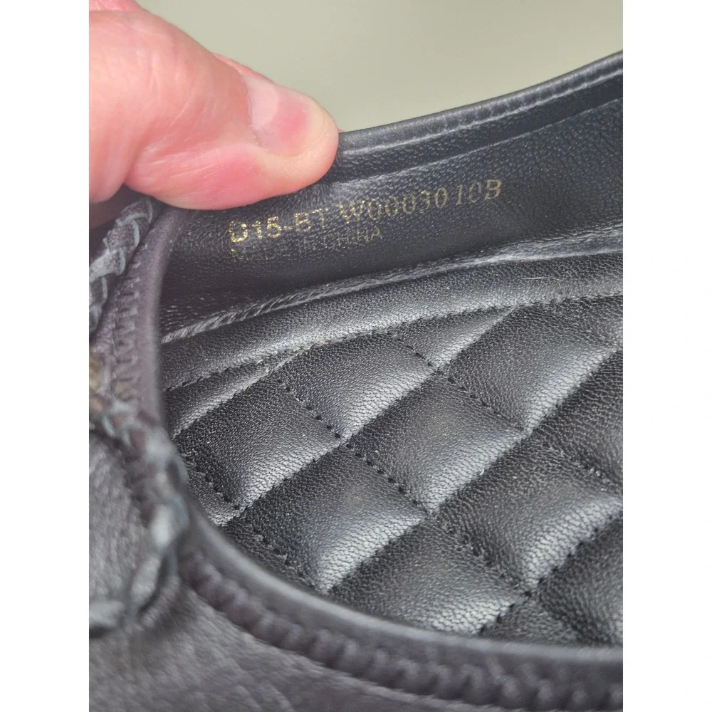 Cole Haan Grand.OS Women Black‎ Leather Quilted Wedge Pumps Bow Detail Round Toe